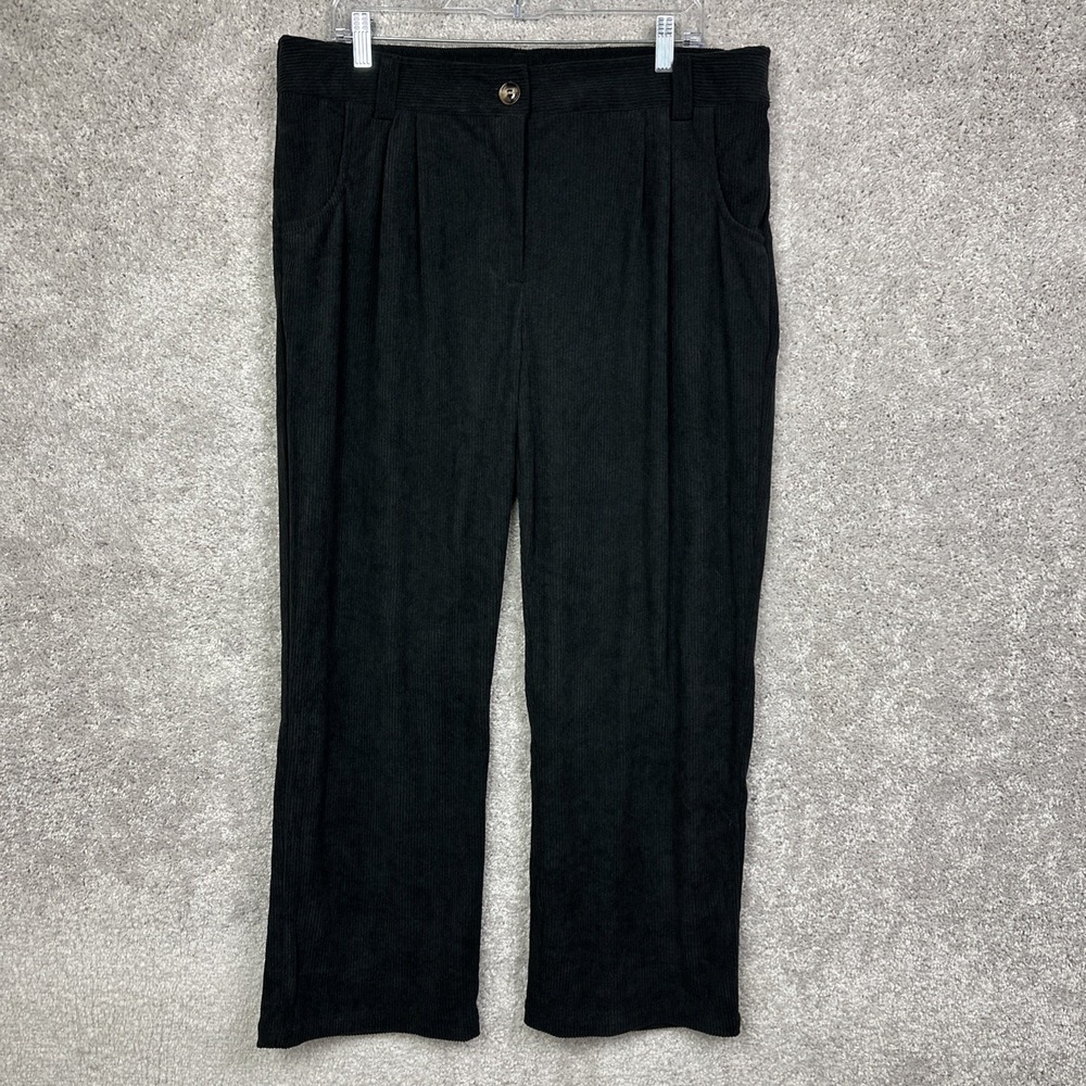 Halara AuraCord Cloud Elastic Waist‎ Corduroy Black Trousers Size XL Petite NWT